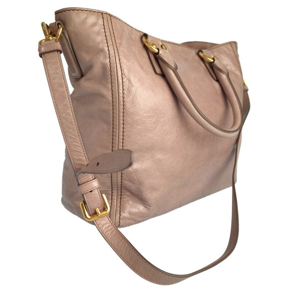 Prada Bag Shine Tote Pink Shoulder Leather Vitello 2Way